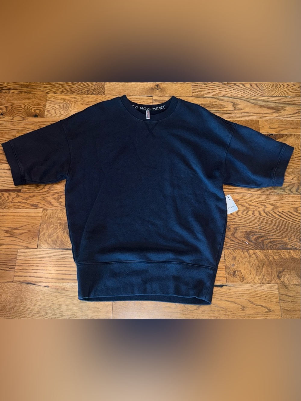 NWT. Free People Movement. Oversized Short Sleeve Sweatshirt. Black. XS.
